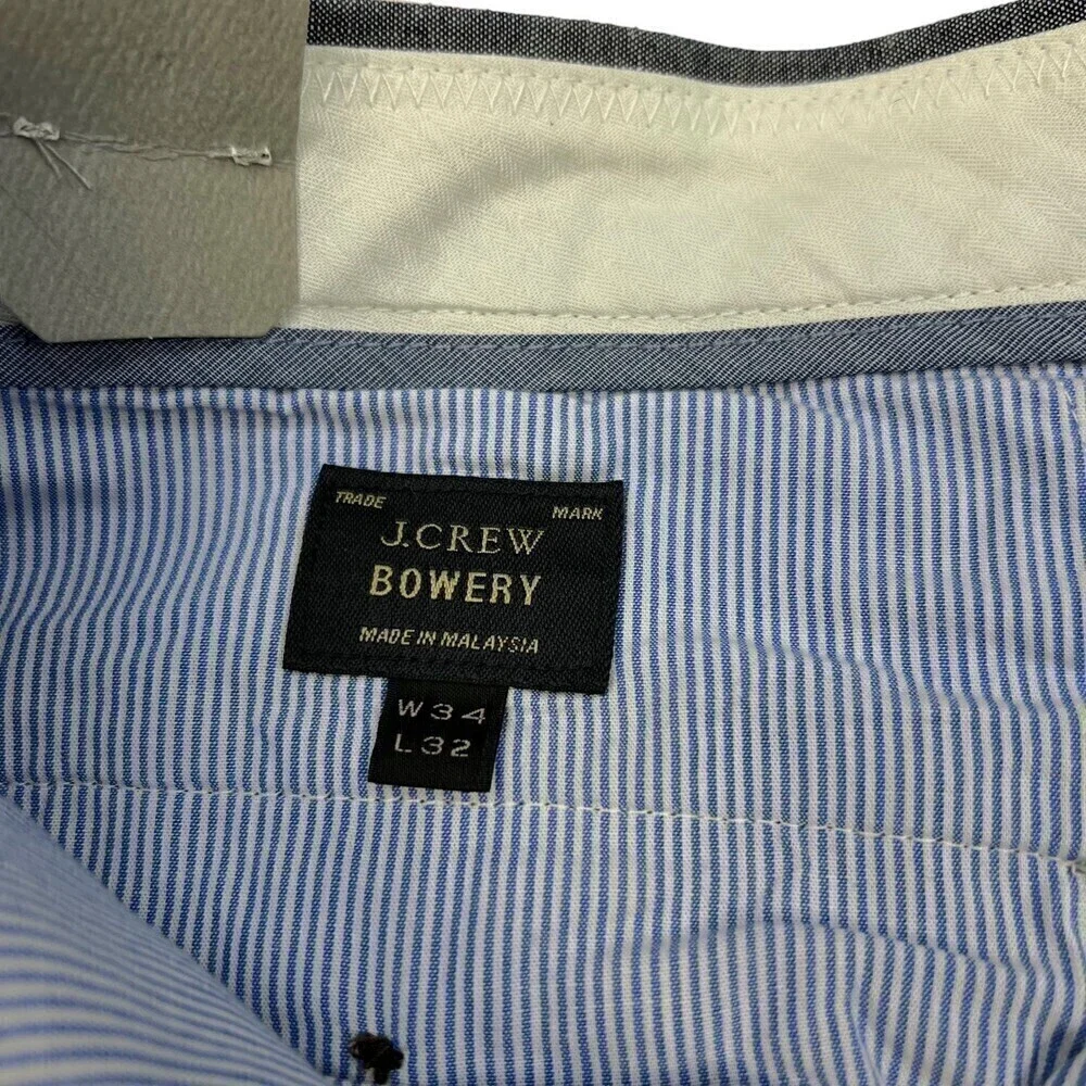 NWT J. Crew Men's Bowery Slim Fit Chambray Pants Chino Blue 34x32